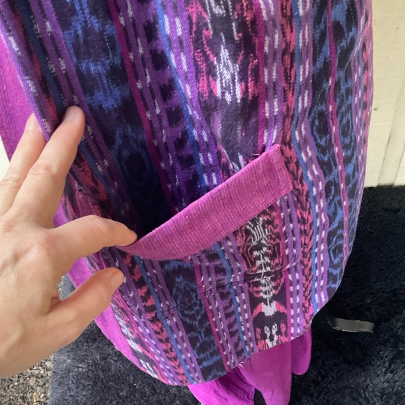 Handmade reversible purple cotton aztec Ikat tunic vedt open front jacket OS - Picture 10 of 13